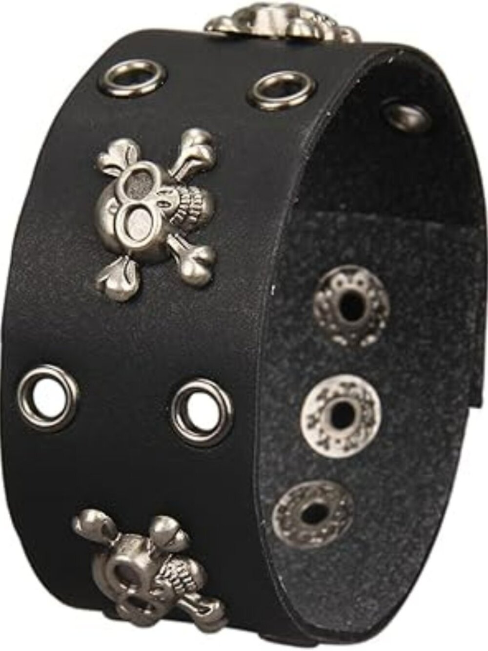 NEW Skull Punk Leather Wristband Bracelet Handmade Wide Cuff Bangle Braided